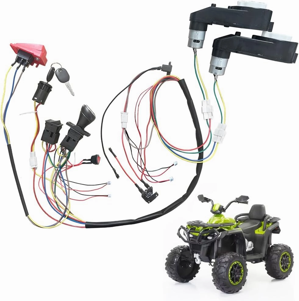 ﻿ 6V 12V 18V 24V DIY Wires Harness Conversion Kit for Kid's Ride On Toys Electric Car,Set of Wire Harness Switch Motor Gearbox for Power Wheels Upgrade Trax Replacement Parts (12V)