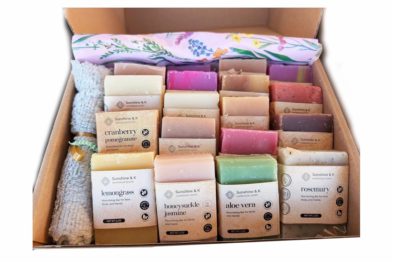 [Updated] 18 Assorted Scents - Some for Body & Some of Body & Face Bar Soap Bundle, Handmade Bath Soap, Moisturizing Bar Soap W/Beeswax, Rice Bran Oil, & Natural Base Oils, 28 oz -Sunshine & K Handmade Soaps