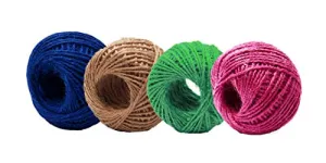 AAYU Jute Burlap Twine Balls Large and Heavy | 3 Ply (150 Feet) 4 Ball Set Natural, Green, Purple, Red Colors Rope for DIY Crafts, Gift Wrapping, Decoration