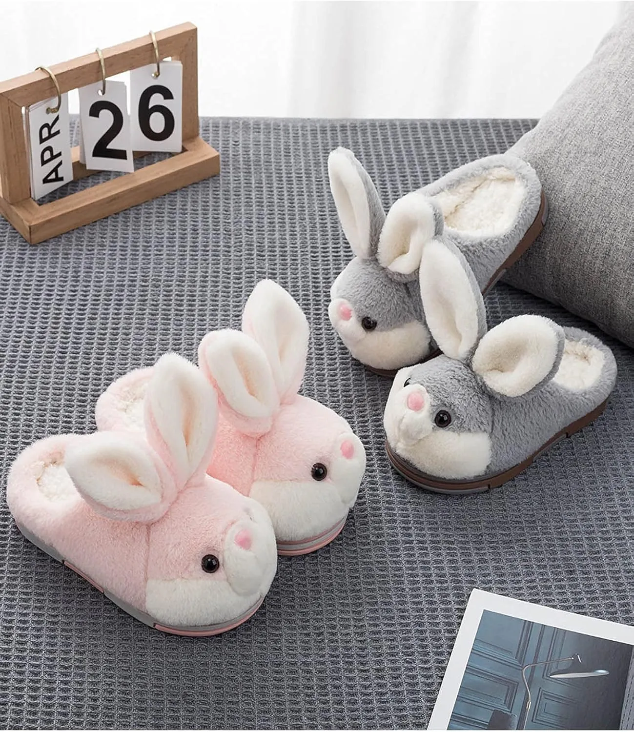acdiac Bunny Slippers For Women, Plush Women's Rabbit Slippers Novelty Cozy Fuzzy fluffy homes Animal Slippers