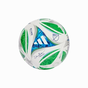 adidas MLS 25 Mini Soccer Ball | White-Green-Glow Blue-Solar Blue