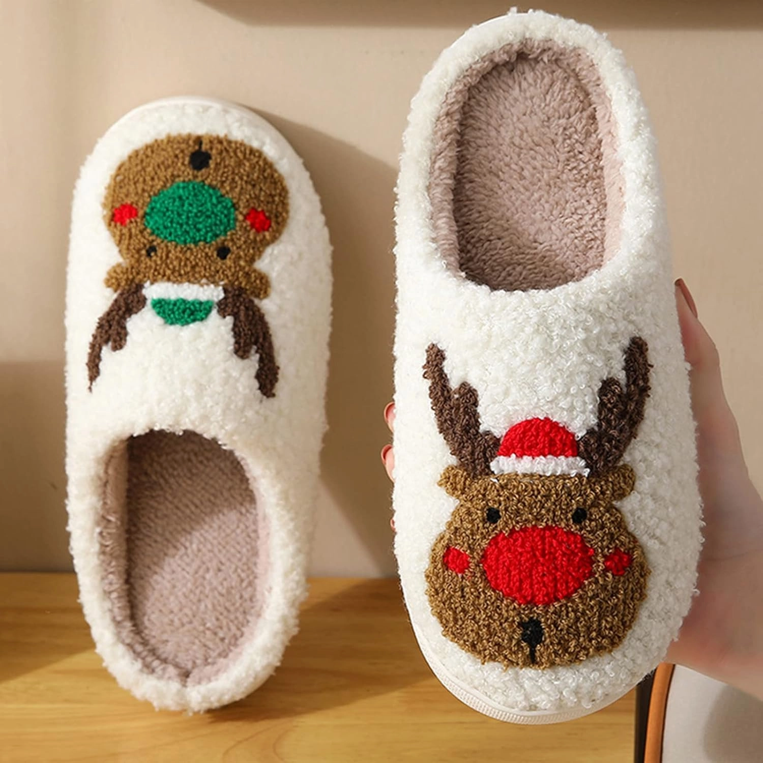 Adisputent Women's Fluffy Slippers - Warm, Cozy, Plush Fuzzy Cushion Slip-On House Slippers for Indoor and Outdoor