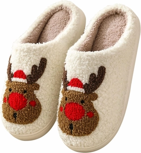 Adisputent Women's Fluffy Slippers - Warm, Cozy, Plush Fuzzy Cushion Slip-On House Slippers for Indoor and Outdoor