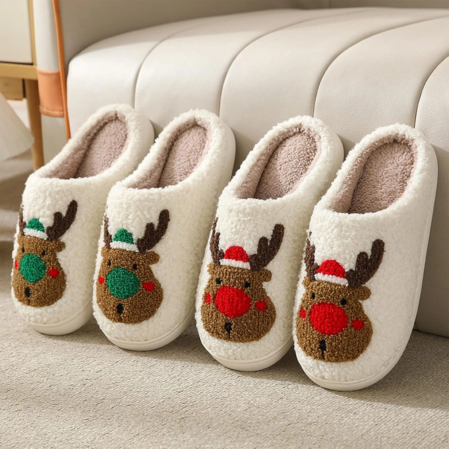 Adisputent Women's Fluffy Slippers - Warm, Cozy, Plush Fuzzy Cushion Slip-On House Slippers for Indoor and Outdoor