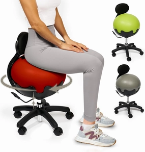 Aeromat Height Adjustable Yoga Ball Chair - Spine Alignment Office Chair with Back Support