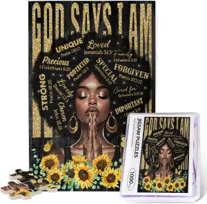 African American Inspirational Jigsaw Puzzles for Adults 1000 Pieces Black Girl Motivational Jigsaw Puzzles for Adults Fun Family Game Motivational Toy Educational Intellectual