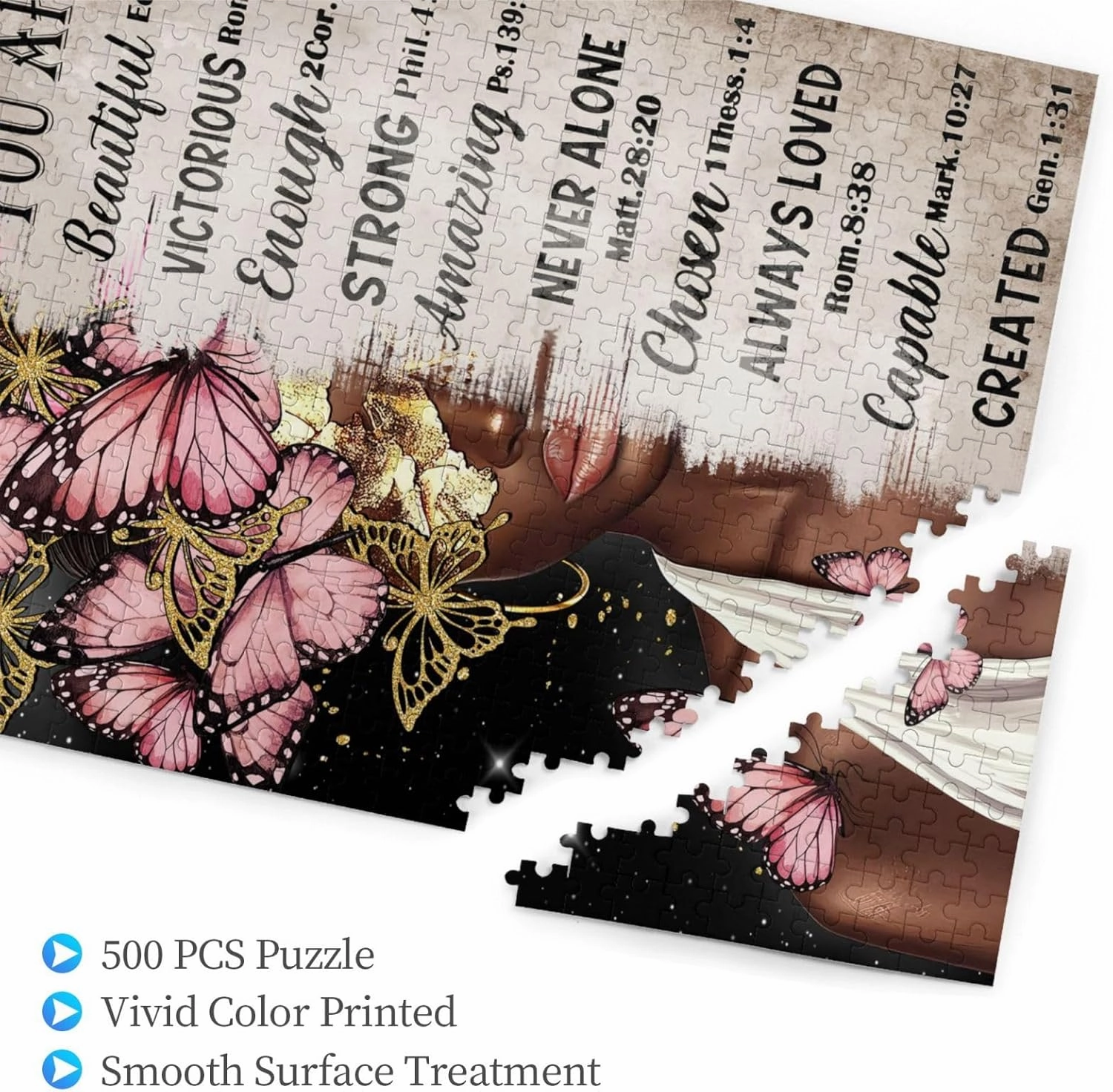 African American Inspirational Jigsaw Puzzles for Adults 500 Pieces Black Girl Motivational Jigsaw Puzzles for Adults Fun Family Game Motivational Toy Educational Intellectual