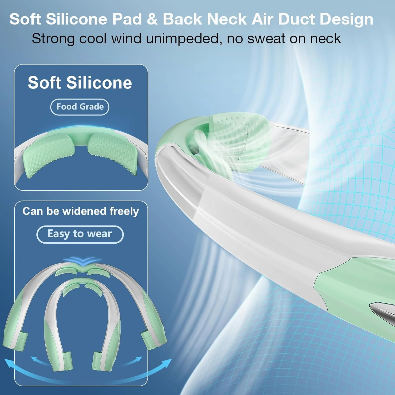 AI Neck Fan, 6 Speeds Adjustable Portable Personal Fan Rechargeable, 6000 mAh Battery Faster Cooling Wearable, Ultra Quiet for Home, Office, Travel, Outdoor