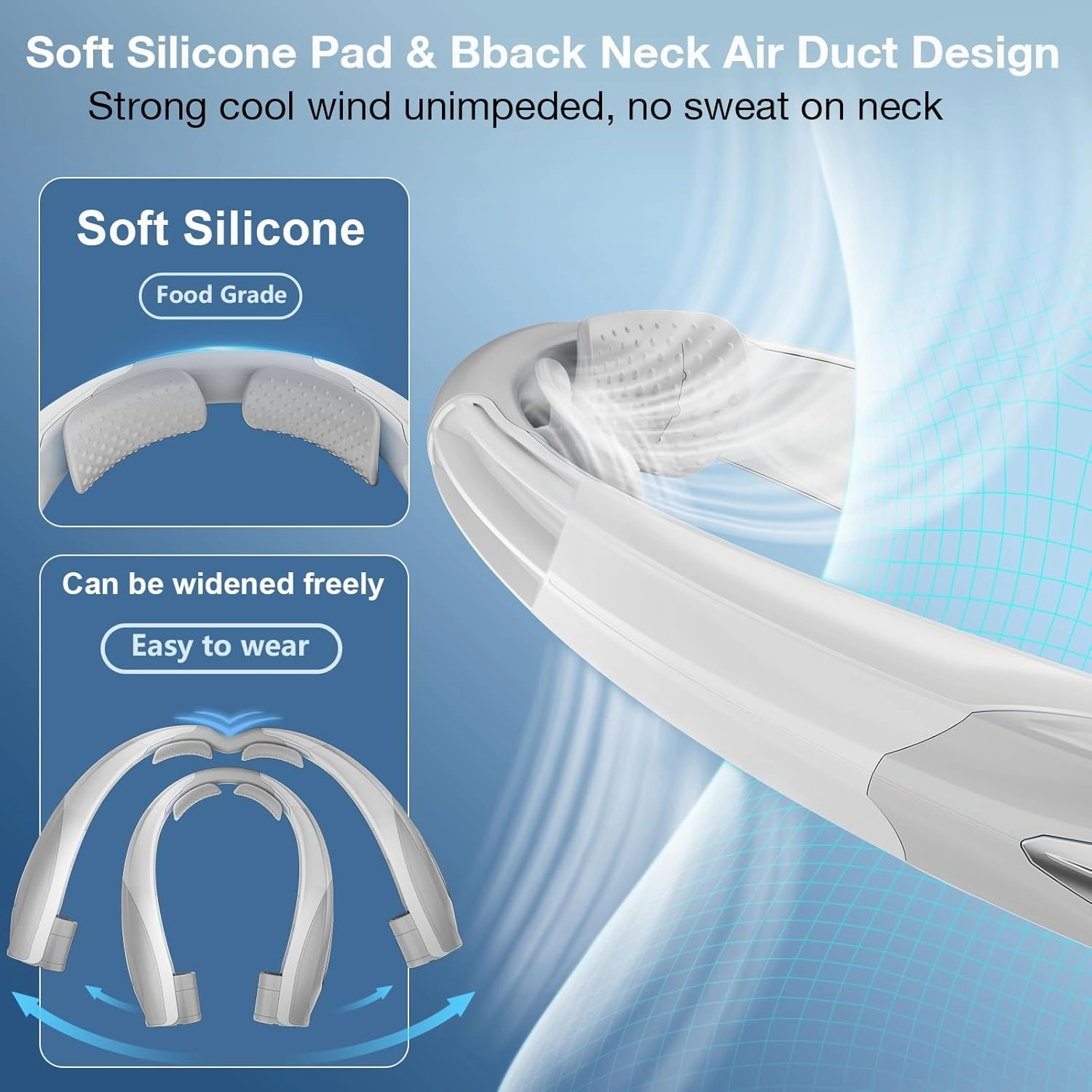 AI Neck Fan, 6 Speeds Adjustable Portable Personal Fan Rechargeable, 6000 mAh Battery Faster Cooling Wearable, Ultra Quiet for Home, Office, Travel, Outdoor