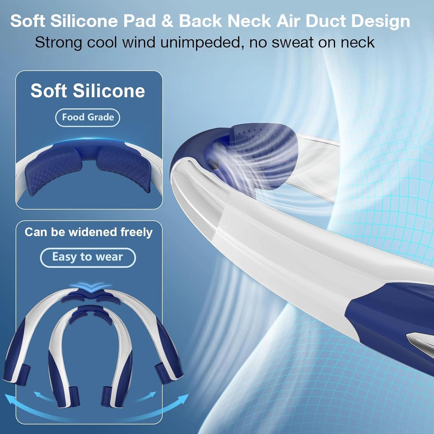 AI Neck Fan, 6 Speeds Adjustable Portable Personal Fan Rechargeable, 6000 mAh Battery Faster Cooling Wearable, Ultra Quiet for Home, Office, Travel, Outdoor