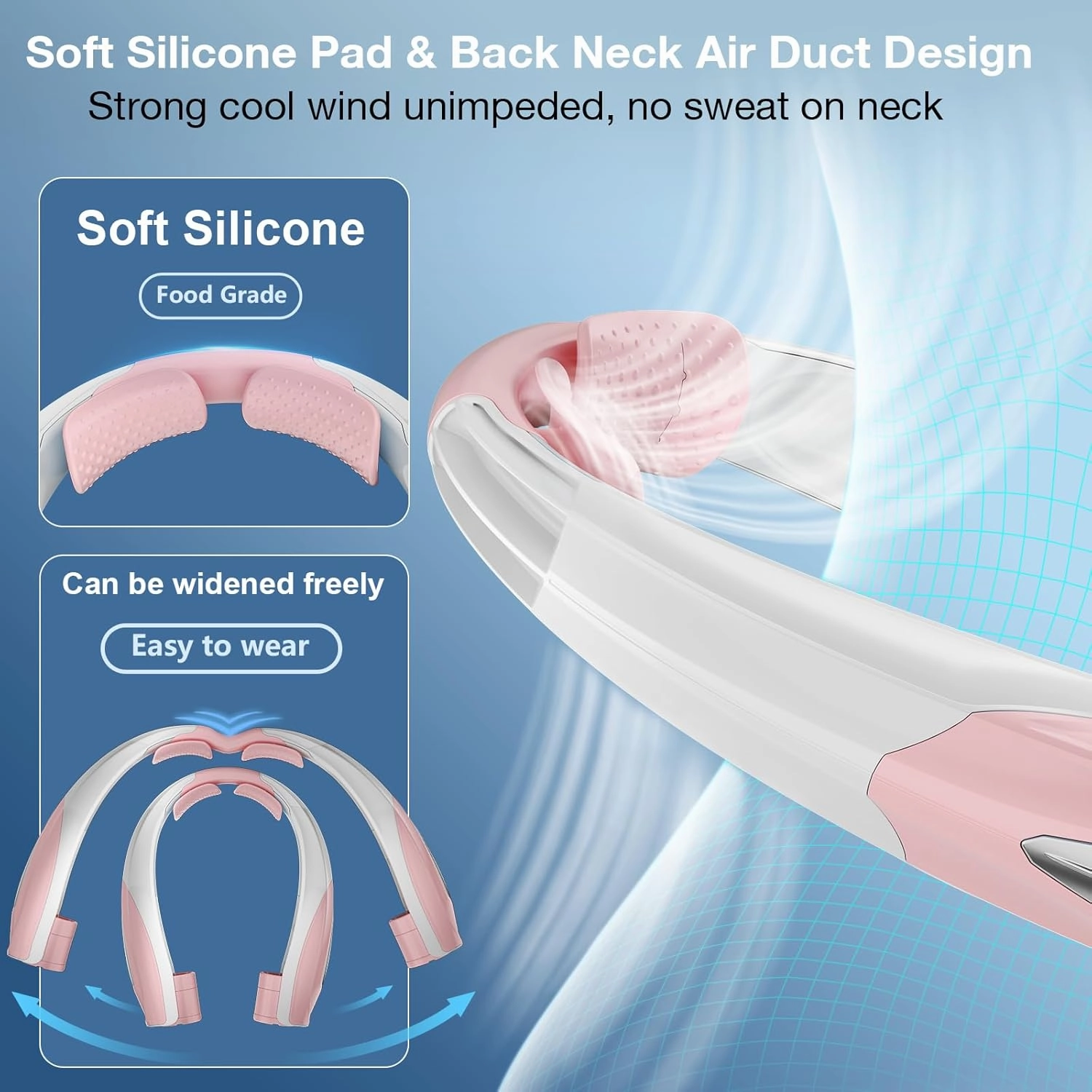 AI Neck Fan, 6 Speeds Adjustable Portable Personal Fan Rechargeable, 6000 mAh Battery Faster Cooling Wearable, Ultra Quiet for Home, Office, Travel, Outdoor