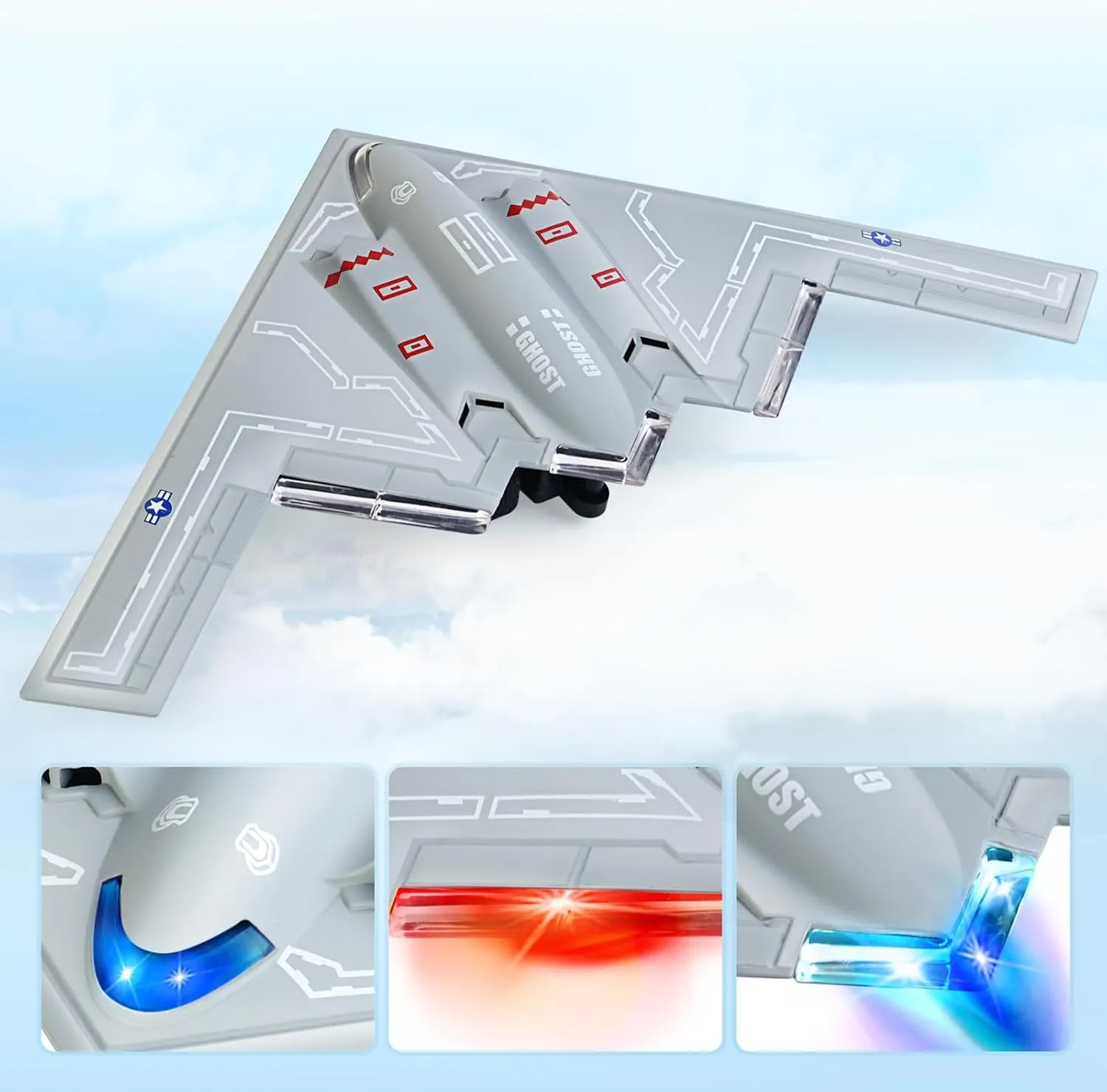 Airplane Toy Fighter Jet for Kids, Diecast Army Plane Model, Pull Back Military Jet with Light’s and Sounds (B2)