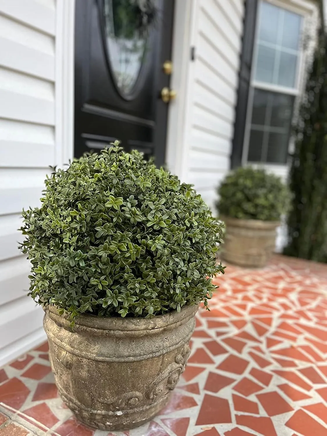 ALL SEASON GREEN 24''T Boxwood Ball Shaped Topiary Home & Garden Potted Artificial Shrubs Tree (1 PC)