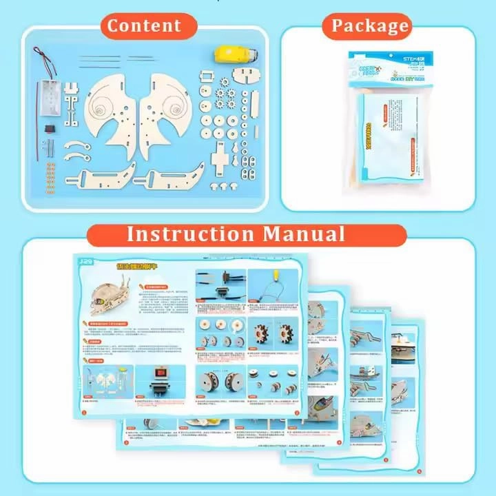 Amazing Fun STEM Learning Engineering DIY Build a Robot Snail Toy with Motor, 3D Wooden Puzzles for Adults, Boys Woodworking kit, Model Crafts for Kids. Great Birthday, Gifts Hobby.