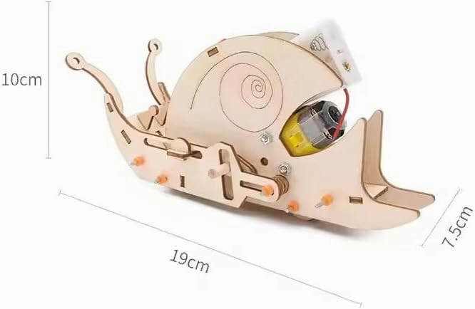 Amazing Fun STEM Learning Engineering DIY Build a Robot Snail Toy with Motor, 3D Wooden Puzzles for Adults, Boys Woodworking kit, Model Crafts for Kids. Great Birthday, Gifts Hobby.