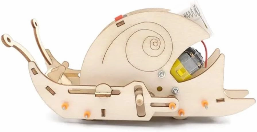 Amazing Fun STEM Learning Engineering DIY Build a Robot Snail Toy with Motor, 3D Wooden Puzzles for Adults, Boys Woodworking kit, Model Crafts for Kids. Great Birthday, Gifts Hobby.