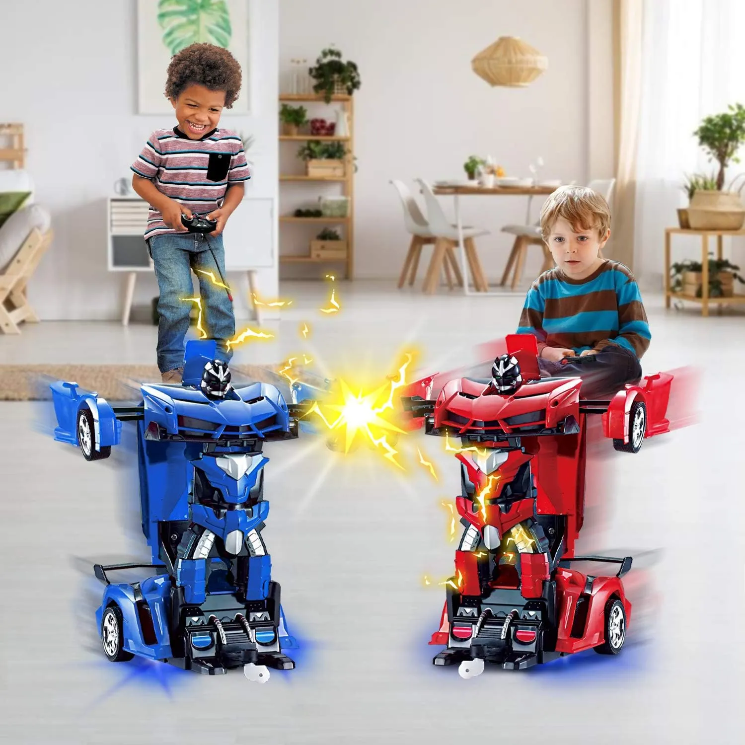 AMENON Remote Control Car - Transform Robot Toys for Boys Teens, Rechargeable RC Car with Lights, 2.4Ghz RC Car 1:18 Rechargeable 360° Rotating Race Transform Car Birthday Gifts Party Favors for Kids