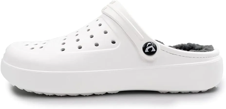 Amoji Unisex Winter Fleece Clog Fur Lined Garden Shoes House Slippers D8818