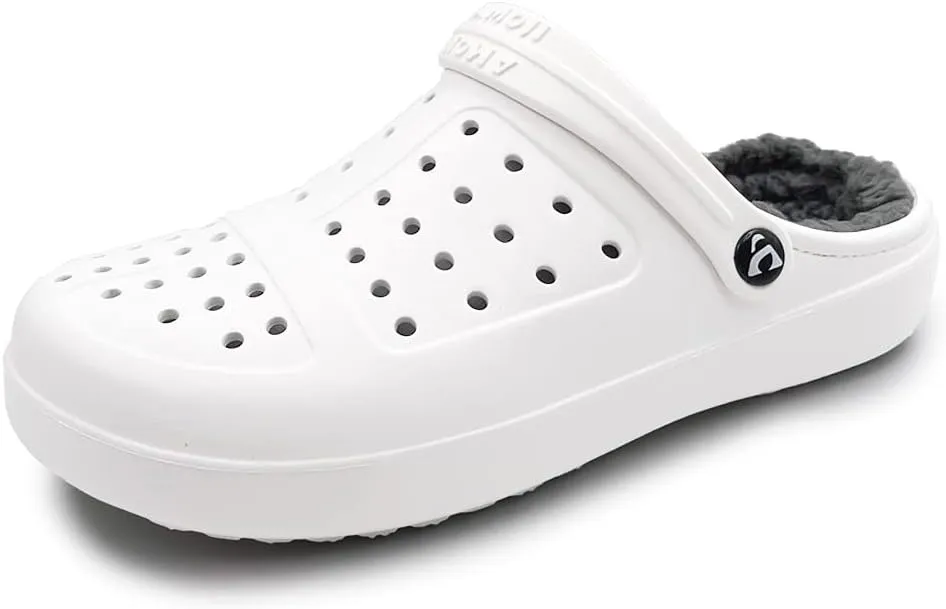 Amoji Unisex Winter Fleece Clog Fur Lined Garden Shoes House Slippers D8818