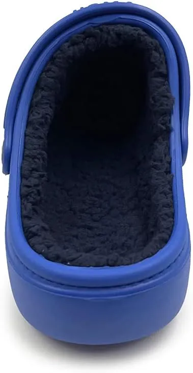 Amoji Unisex Winter Fleece Clog Fur Lined Garden Shoes House Slippers D8818