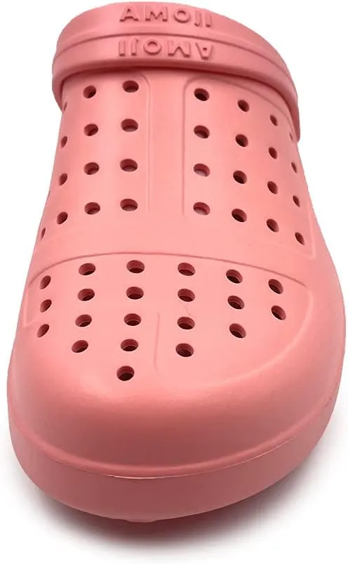 Amoji Unisex Winter Fleece Clog Fur Lined Garden Shoes House Slippers D8818