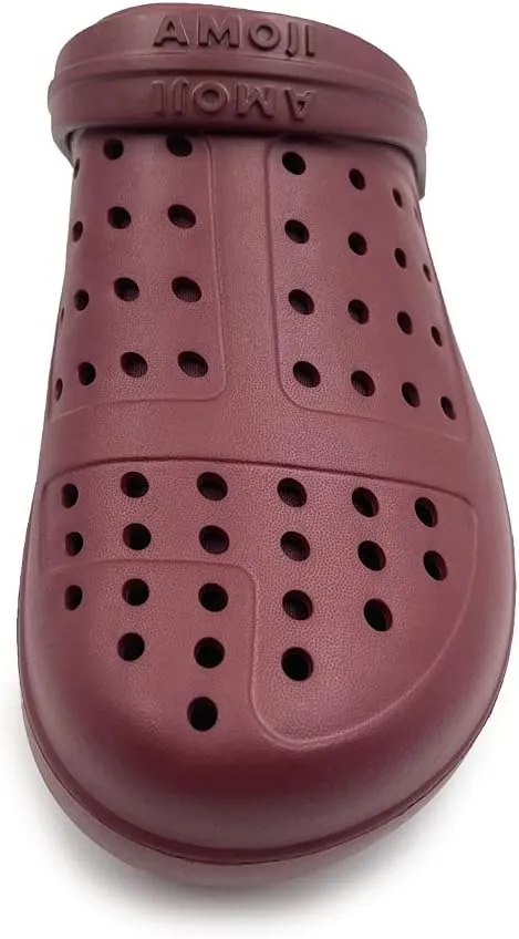 Amoji Unisex Winter Fleece Clog Fur Lined Garden Shoes House Slippers D8818