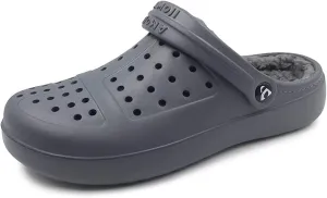 Amoji Unisex Winter Fleece Clog Fur Lined Garden Shoes House Slippers D8818