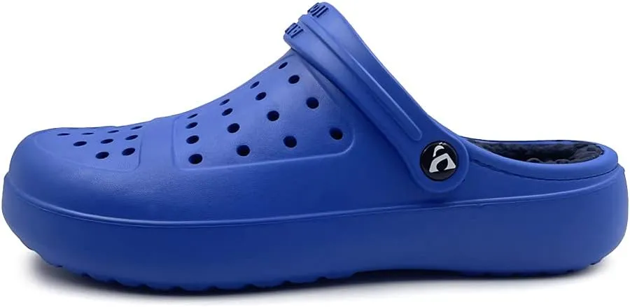 Amoji Unisex Winter Fleece Clog Fur Lined Garden Shoes House Slippers D8818