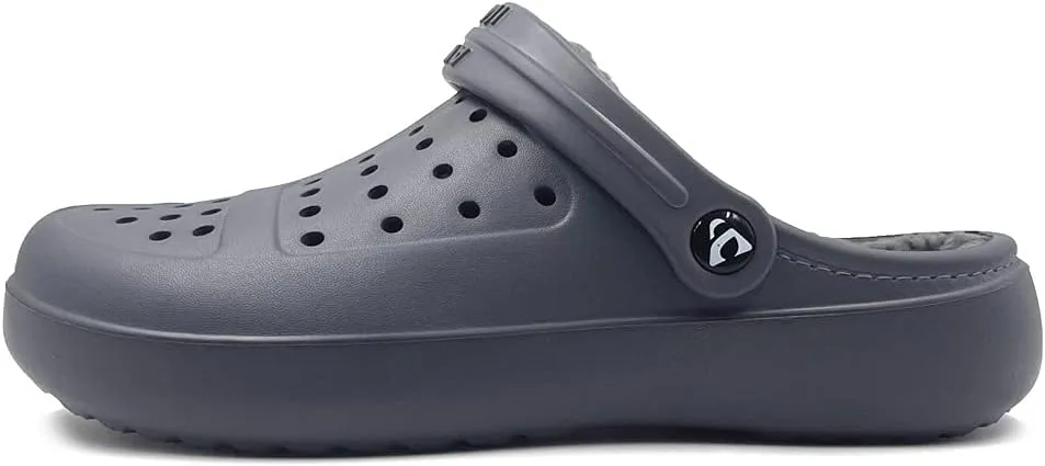 Amoji Unisex Winter Fleece Clog Fur Lined Garden Shoes House Slippers D8818