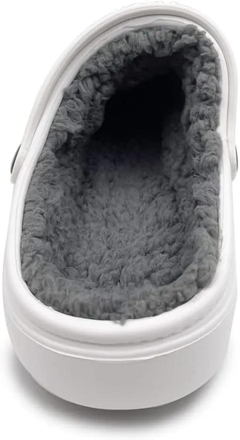 Amoji Unisex Winter Fleece Clog Fur Lined Garden Shoes House Slippers D8818
