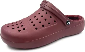 Amoji Unisex Winter Fleece Clog Fur Lined Garden Shoes House Slippers D8818