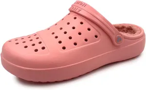 Amoji Unisex Winter Fleece Clog Fur Lined Garden Shoes House Slippers D8818
