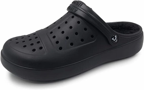 Amoji Unisex Winter Fleece Clog Fur Lined Garden Shoes House Slippers D8818