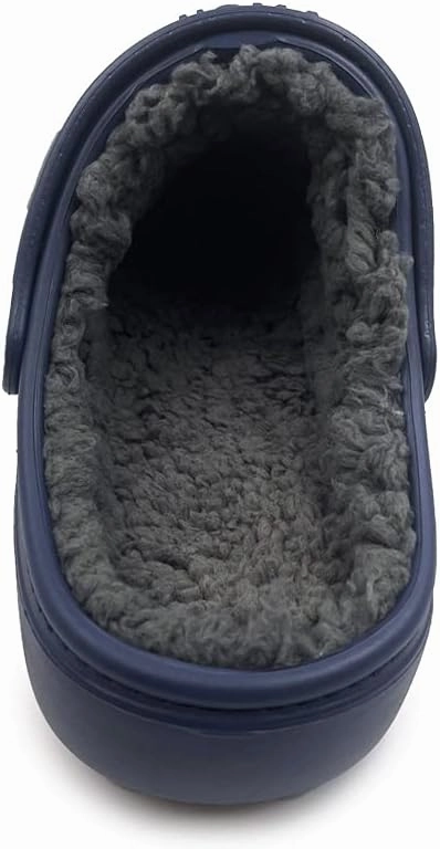 Amoji Unisex Winter Fleece Clog Fur Lined Garden Shoes House Slippers D8818