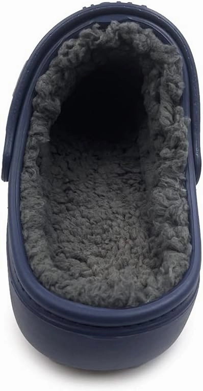 Amoji Unisex Winter Fleece Clog Fur Lined Garden Shoes House Slippers D8818