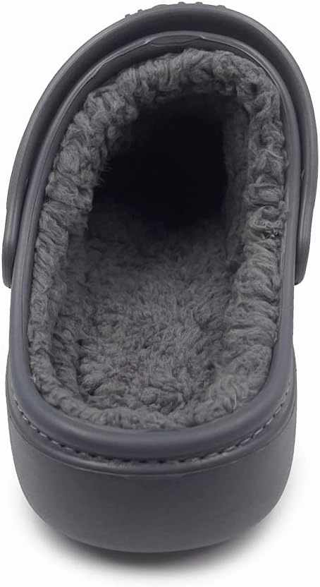 Amoji Unisex Winter Fleece Clog Fur Lined Garden Shoes House Slippers D8818