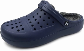 Amoji Unisex Winter Fleece Clog Fur Lined Garden Shoes House Slippers D8818