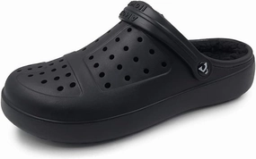 Amoji Unisex Winter Fleece Clog Fur Lined Garden Shoes House Slippers D8818