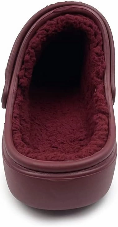 Amoji Unisex Winter Fleece Clog Fur Lined Garden Shoes House Slippers D8818