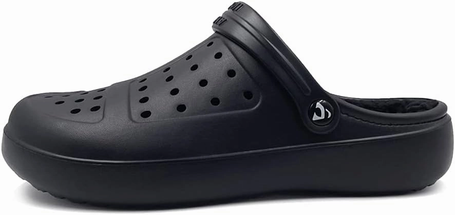 Amoji Unisex Winter Fleece Clog Fur Lined Garden Shoes House Slippers D8818