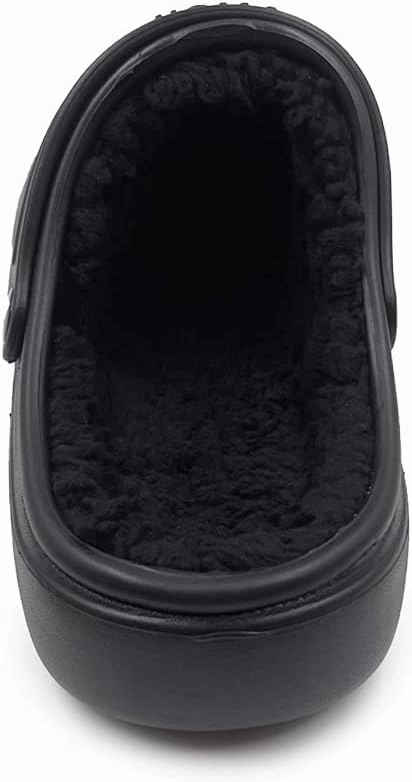 Amoji Unisex Winter Fleece Clog Fur Lined Garden Shoes House Slippers D8818