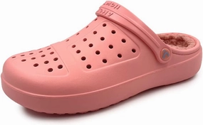 Amoji Unisex Winter Fleece Clog Fur Lined Garden Shoes House Slippers D8818