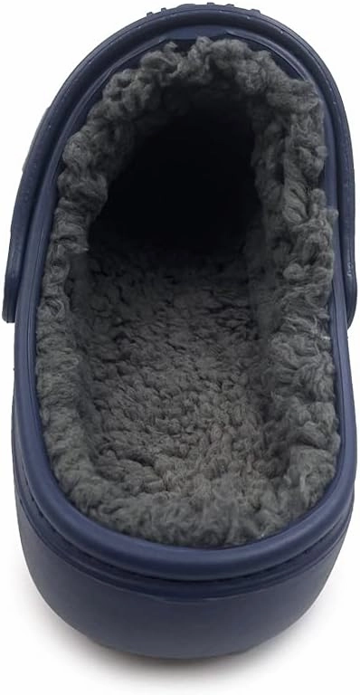 Amoji Unisex Winter Fleece Clog Fur Lined Garden Shoes House Slippers D8818