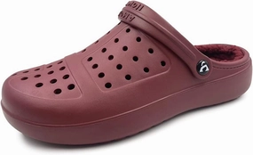 Amoji Unisex Winter Fleece Clog Fur Lined Garden Shoes House Slippers D8818