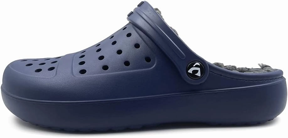 Amoji Unisex Winter Fleece Clog Fur Lined Garden Shoes House Slippers D8818