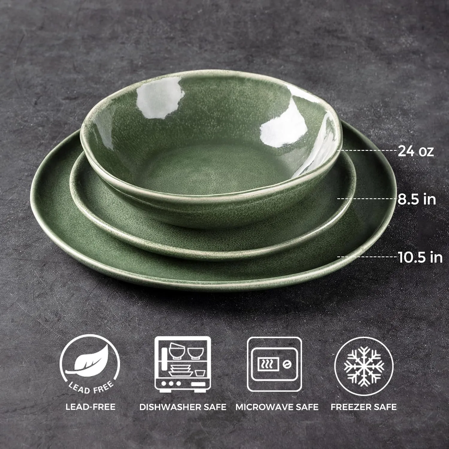 AmorArc Ceramic Dinnerware Sets,Handmade Reactive Glaze Stoneware Plates and Bowls Set,Highly Chip and Crack Resistant | Dishwasher & Microwave Safe Dishes,Service for 6 (18pc)