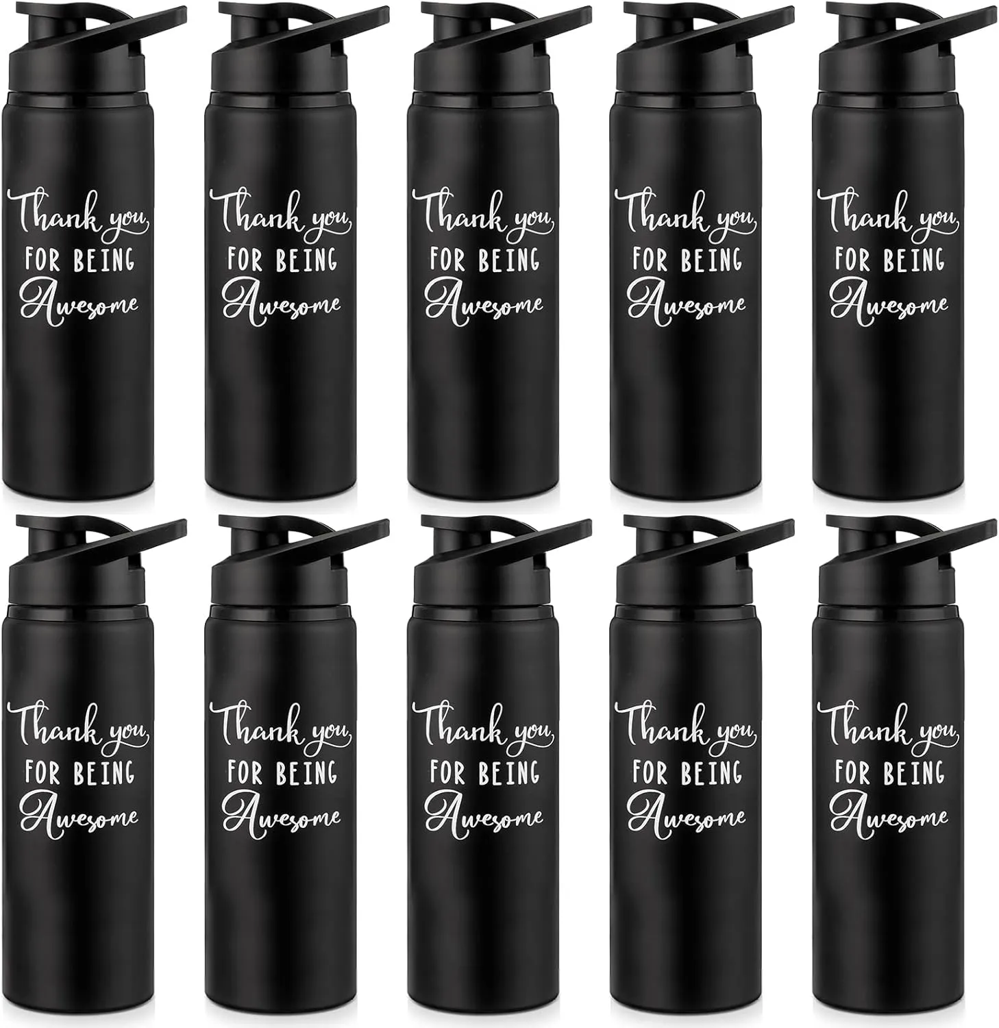 Amyhill 10 Pack Thank You Appreciation Gifts Reusable Bottle Aluminum Water Bottle Gym Water Bottle Lightweight Sports Water Bottle Leakproof Metal Water Bottle with Lid for Camping Hiking