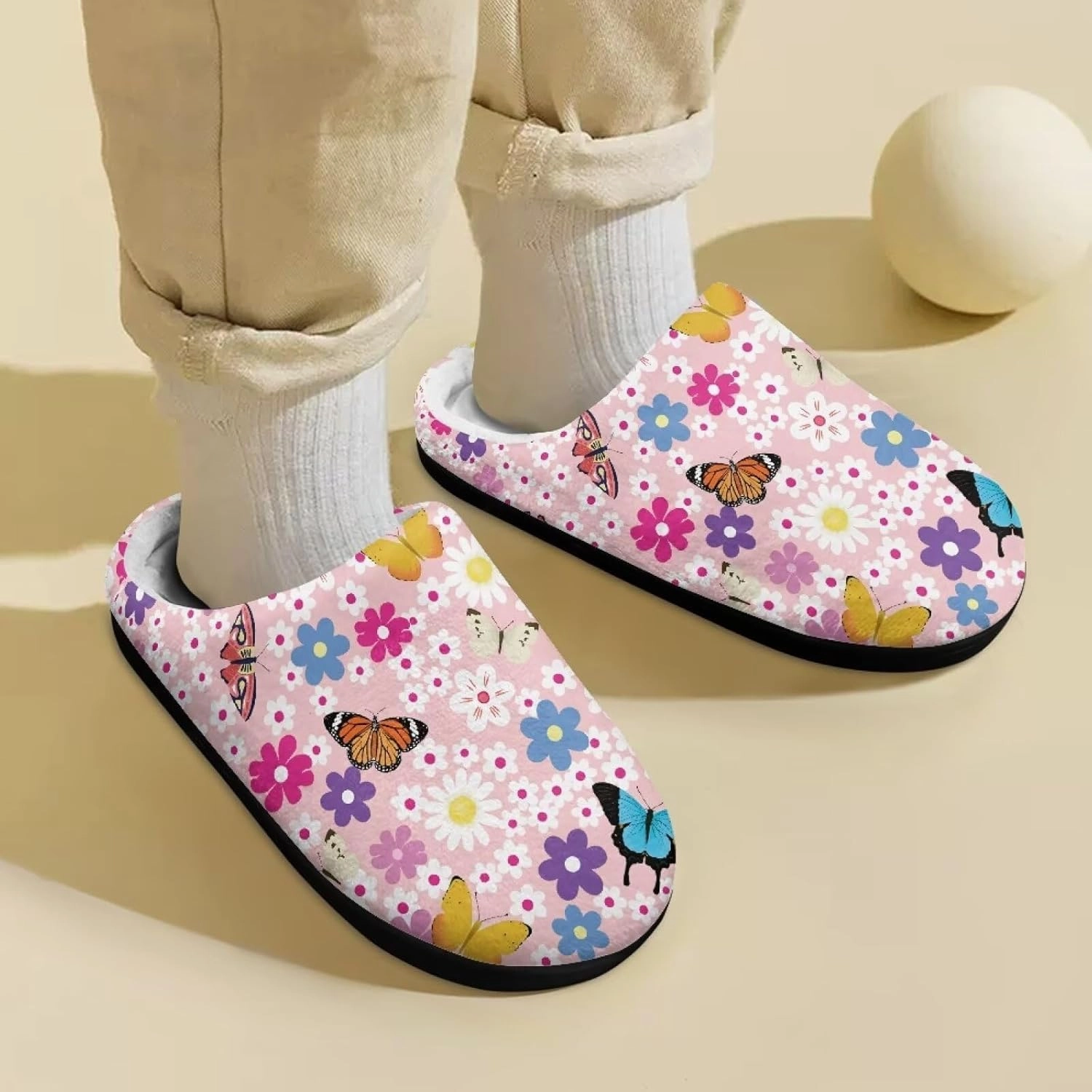 Animal Children's Plush Slippers Little Kids Comfy House Slippers Warm Winter Flannel Fuzzy Slippers Cute Indoor Shoes Non-Slip Slippers Size9-14.5