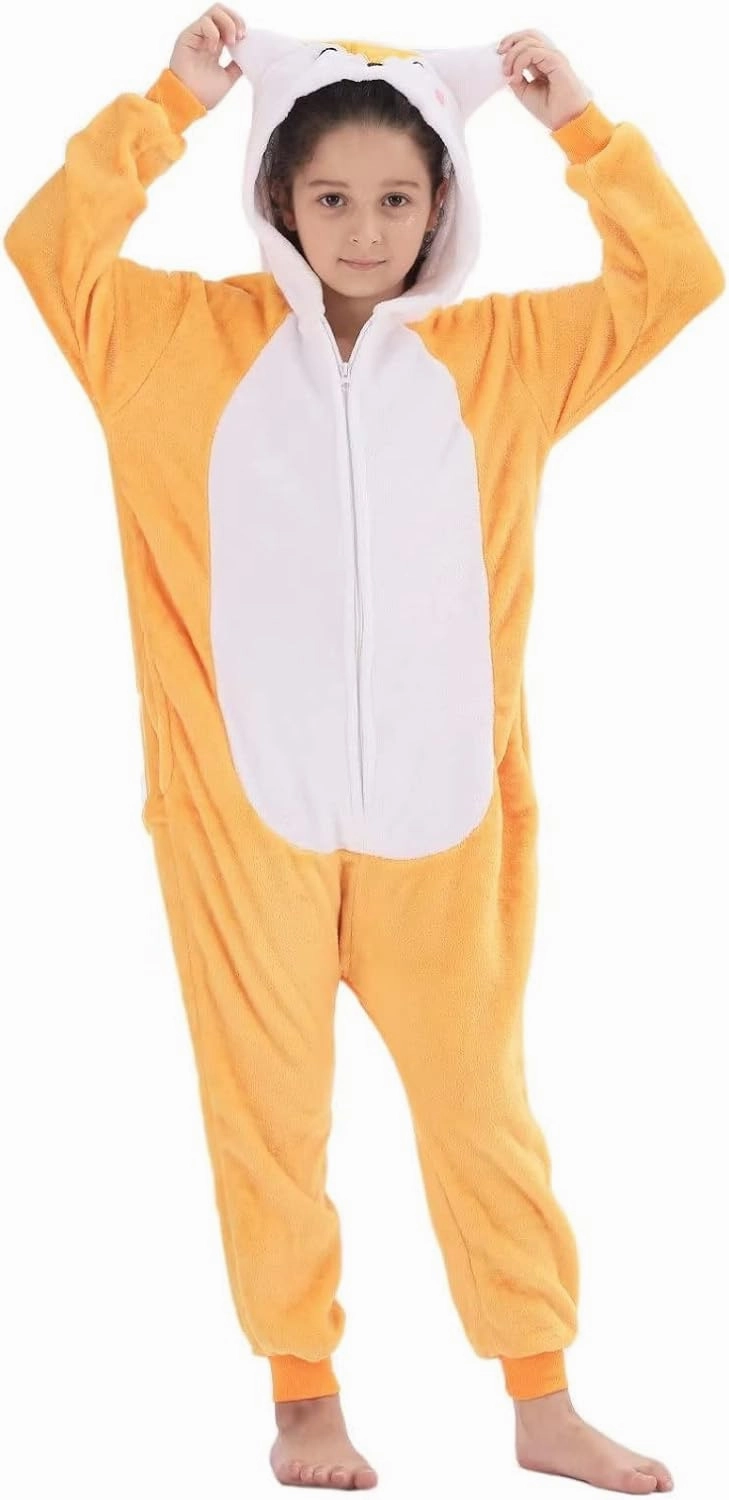Animal Onesie Costumes for Kids Flannel Onesie Cosplay for Boys Girls Halloween Warm Plush One Piece