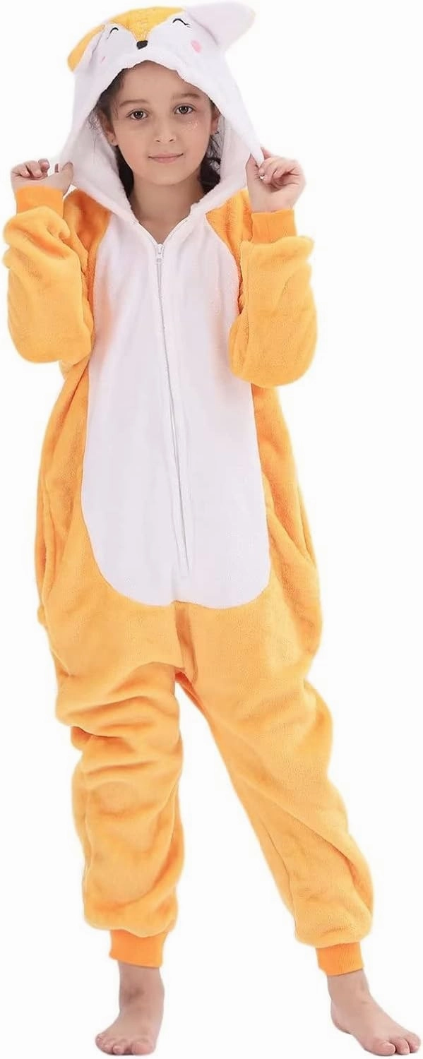 Animal Onesie Costumes for Kids Flannel Onesie Cosplay for Boys Girls Halloween Warm Plush One Piece